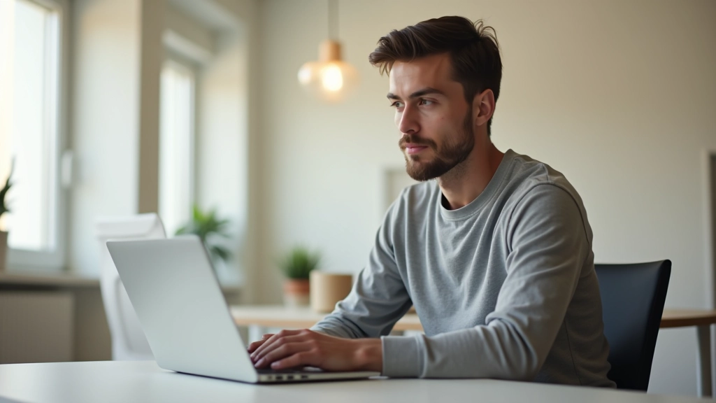 Osoba sedící u počítače v domácím prostředí s online kurzem a certifikátem na obrazovce